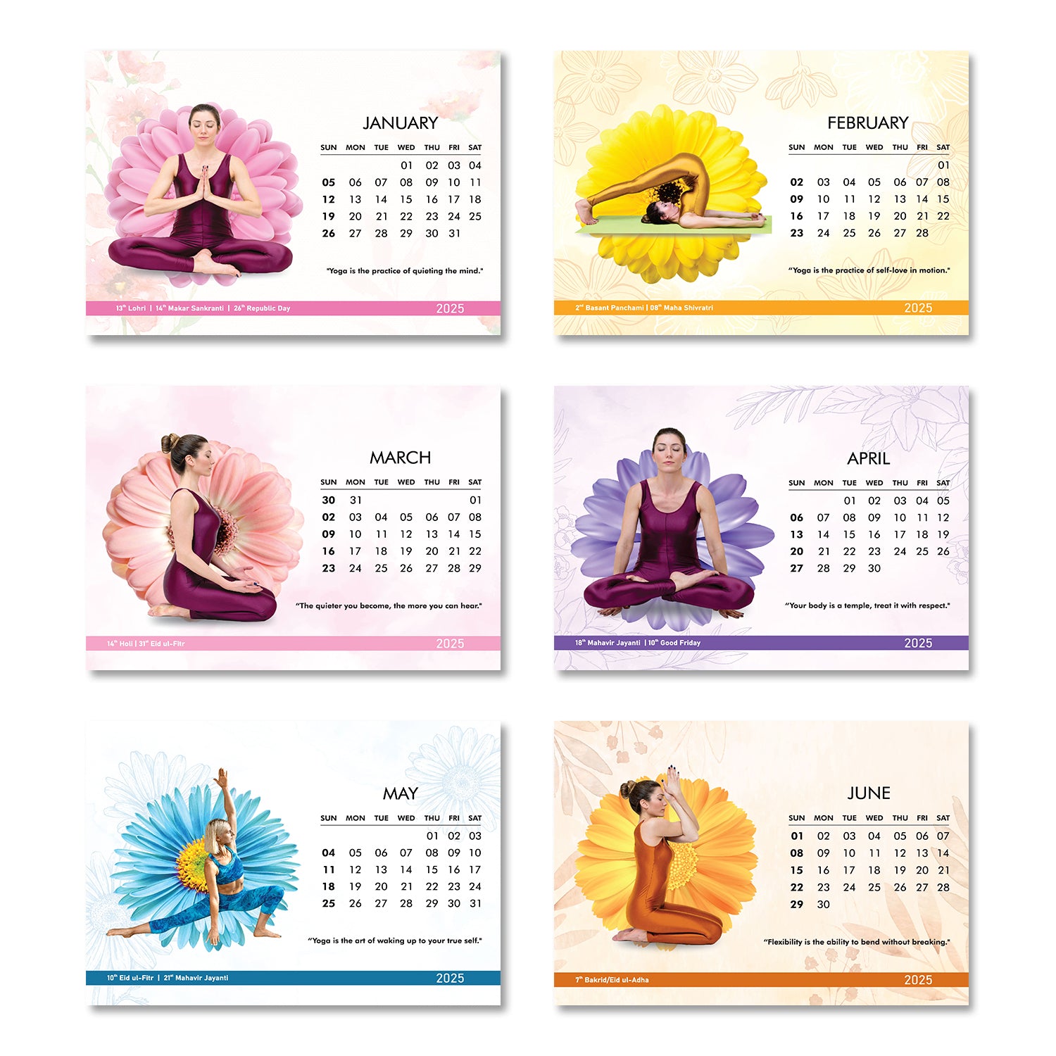 Yoga Sutra - Wooden Base 2025 Calendar