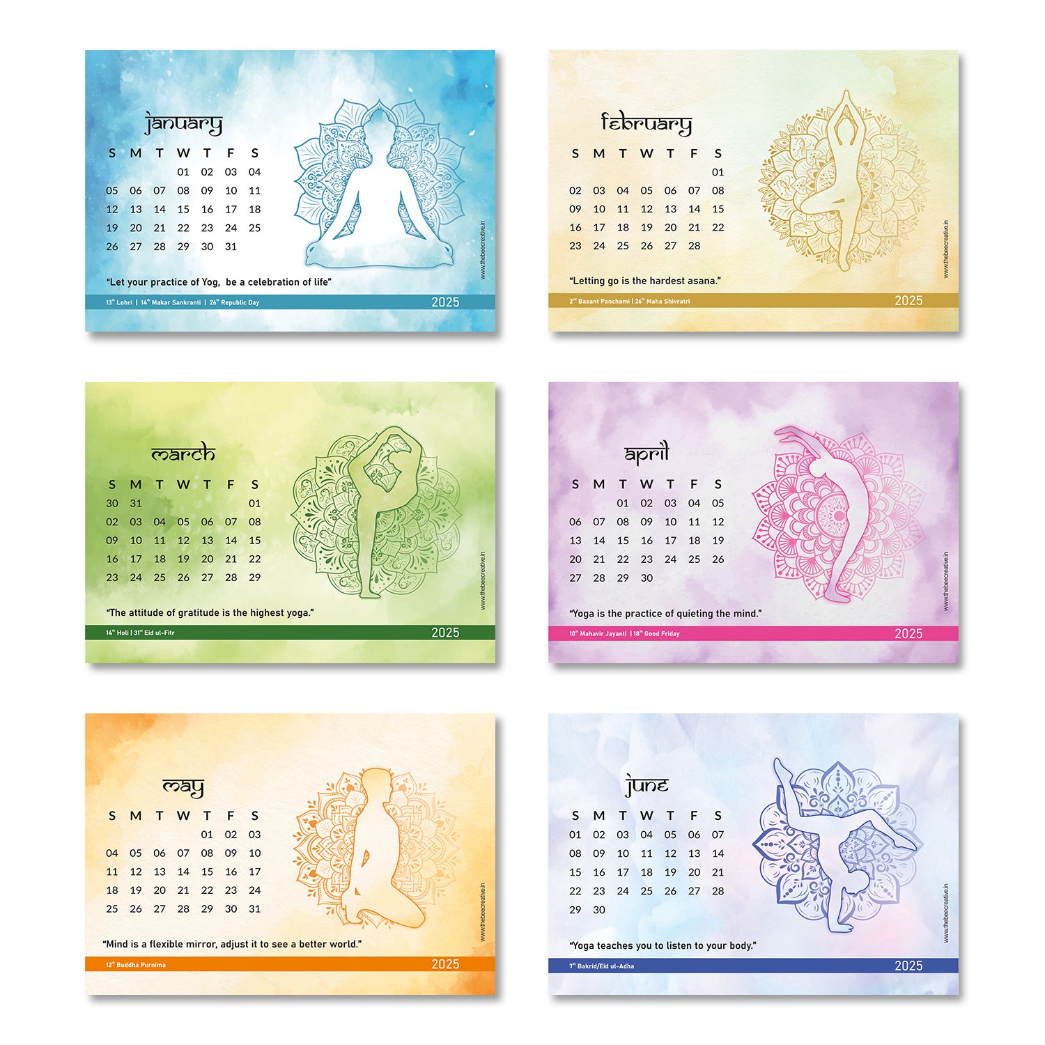 Yoga Mantra - Wooden Base 2025 Calendar