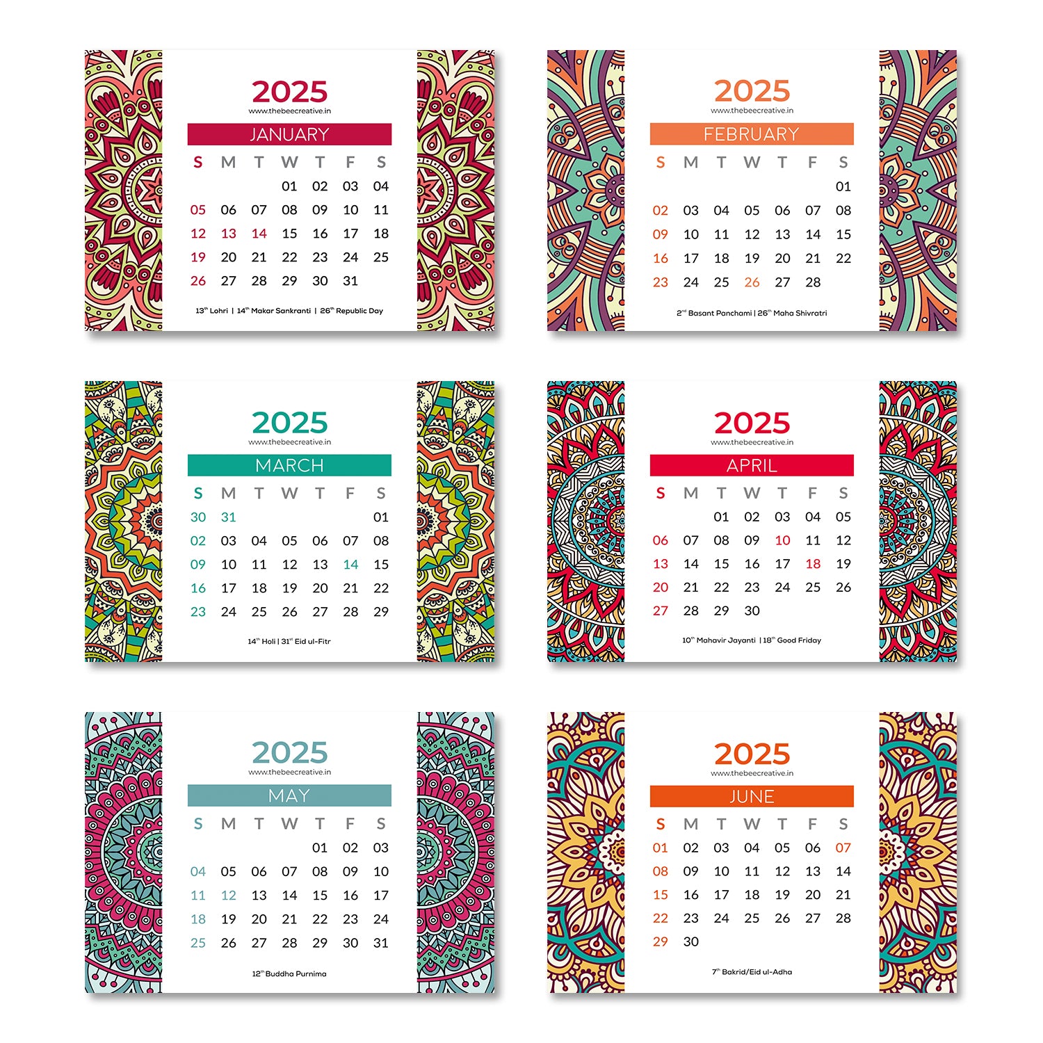 Mandala Art - MDF Base 2025 Calendar