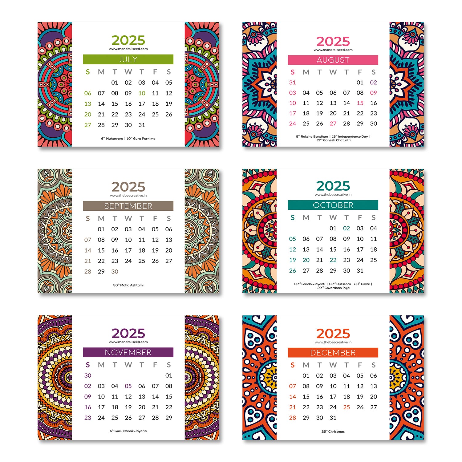 Mandala Art - MDF Base 2025 Calendar