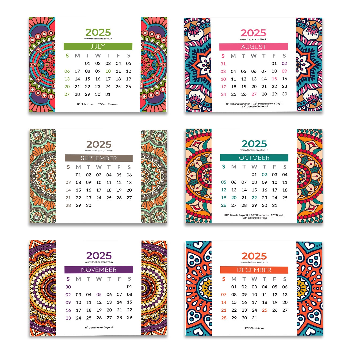 Mandala Art - MDF Base 2025 Calendar