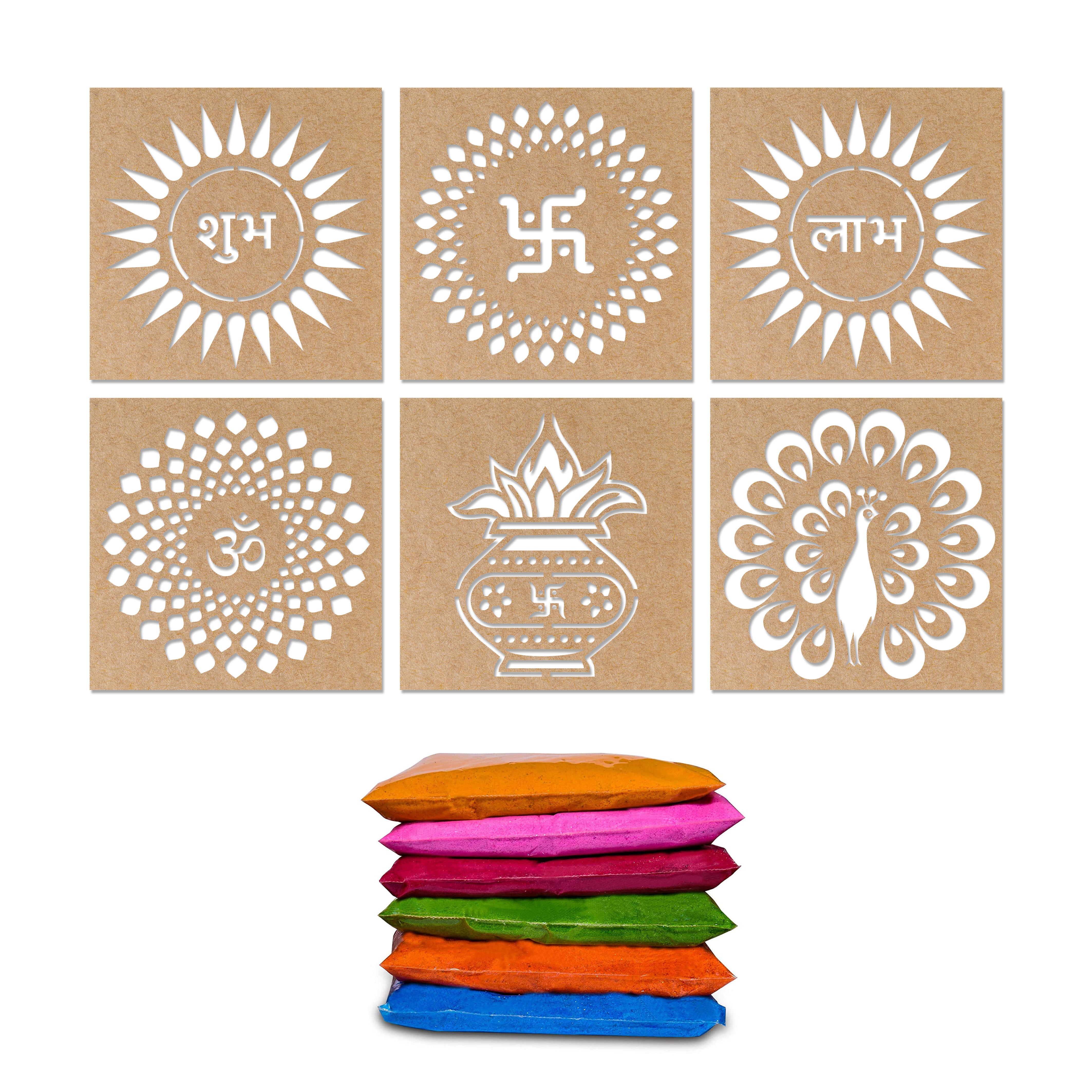 Combo Pack - Rangoli Stencils & Diwali Photo Props (Total Pcs-16)