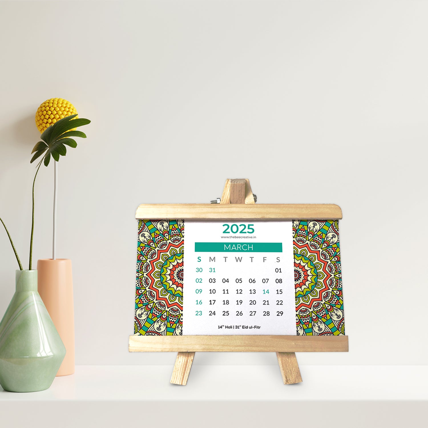 Mandala Art - Wooden Base 2025 Calendar