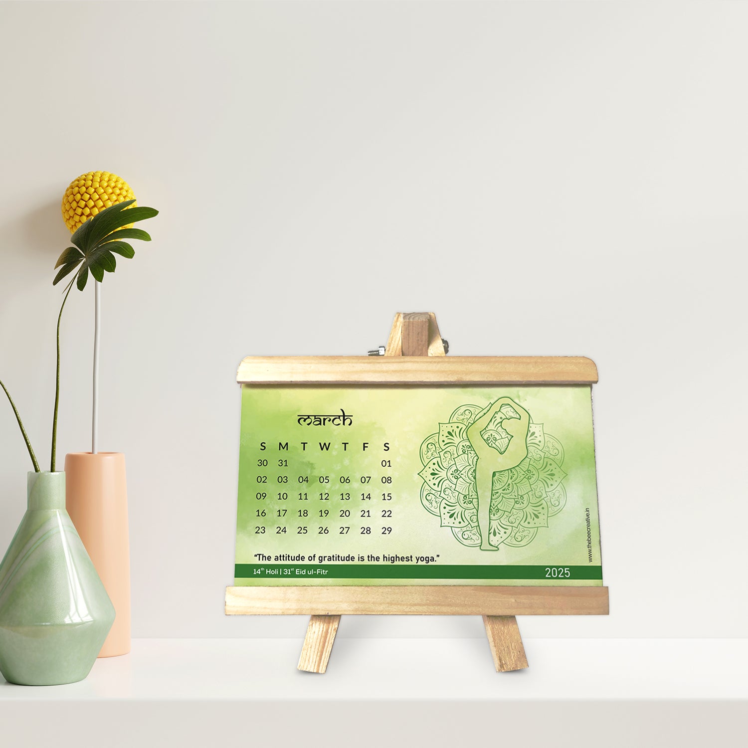 Yoga Mantra - Wooden Base 2025 Calendar