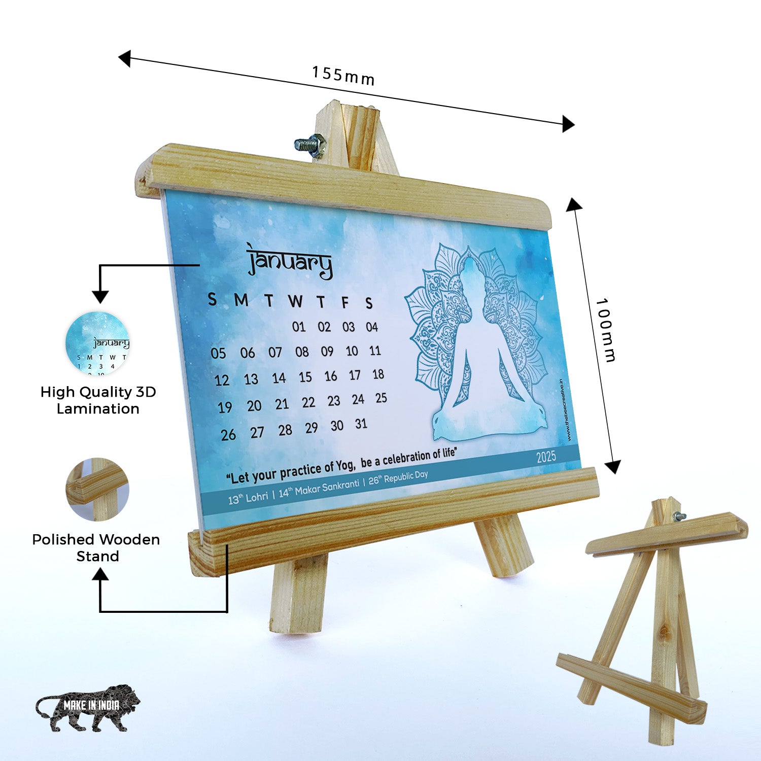 Yoga Mantra - Wooden Base 2025 Calendar