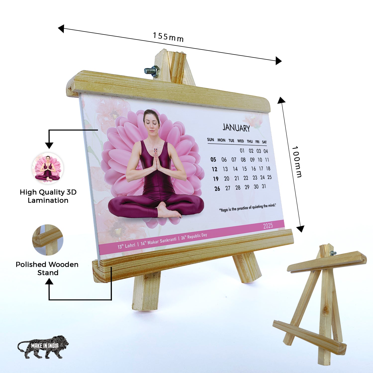 Yoga Sutra - Wooden Base 2025 Calendar