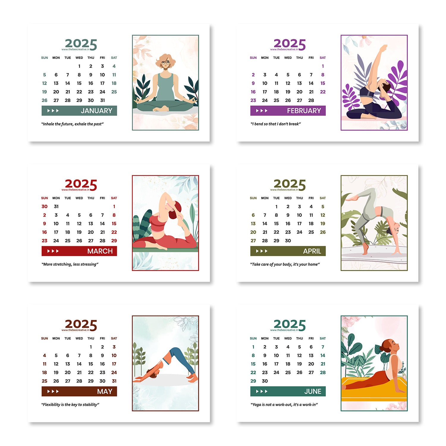 Yoga in Life - Wooden Base 2025 Calendar