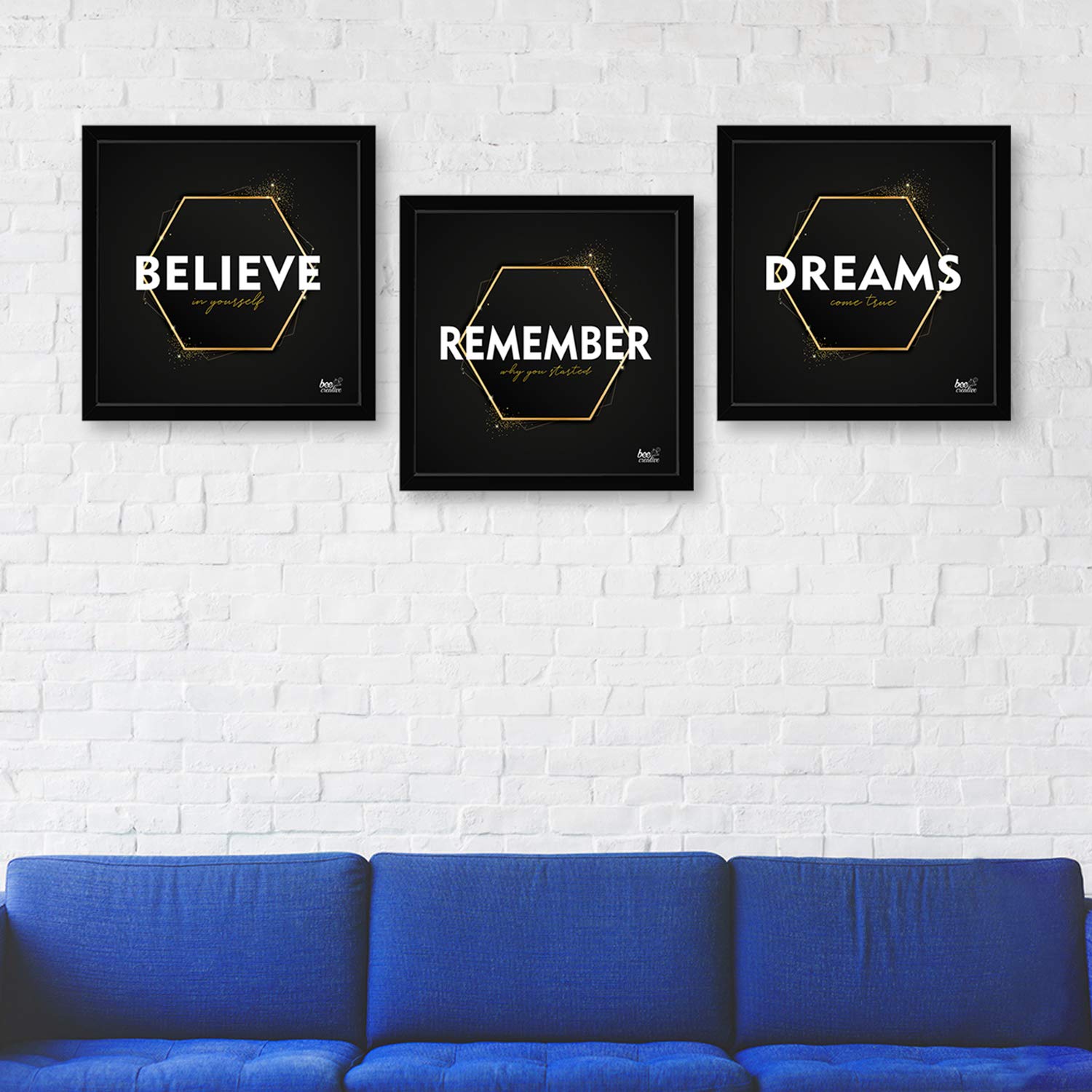 Wall Art Frames set of 3 - Believe Remember Dream