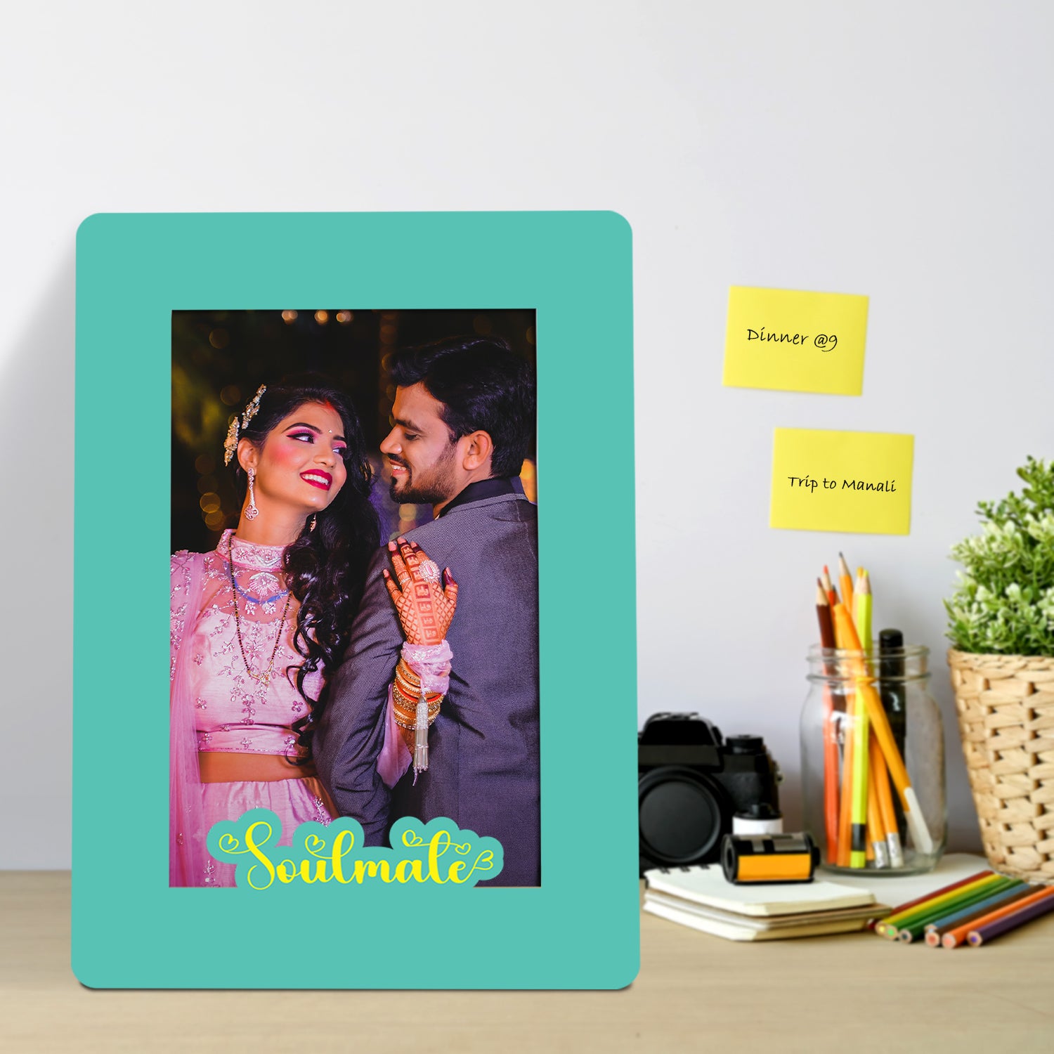 Wooden Desk Photo Frame - Sea Green (Soulmate)