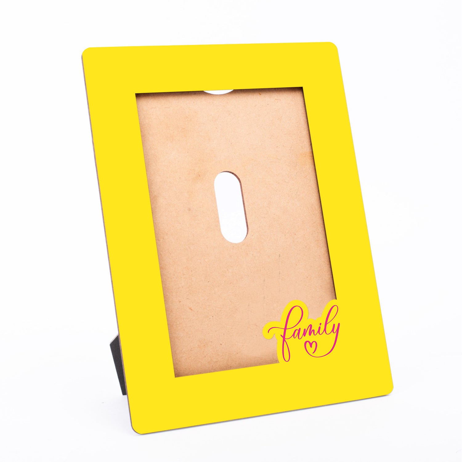 Wooden Desk Photo Frame - Yellow (Family)