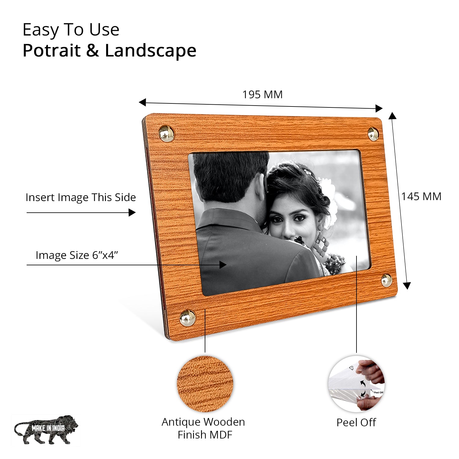 Wooden Desk Photo Frame - Brown