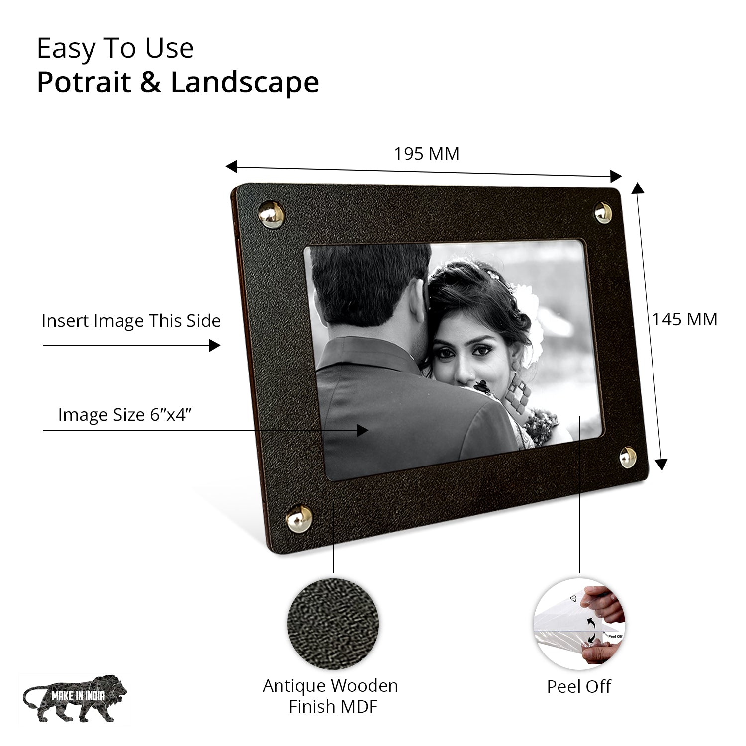 Wooden Desk Photo Frame - Black