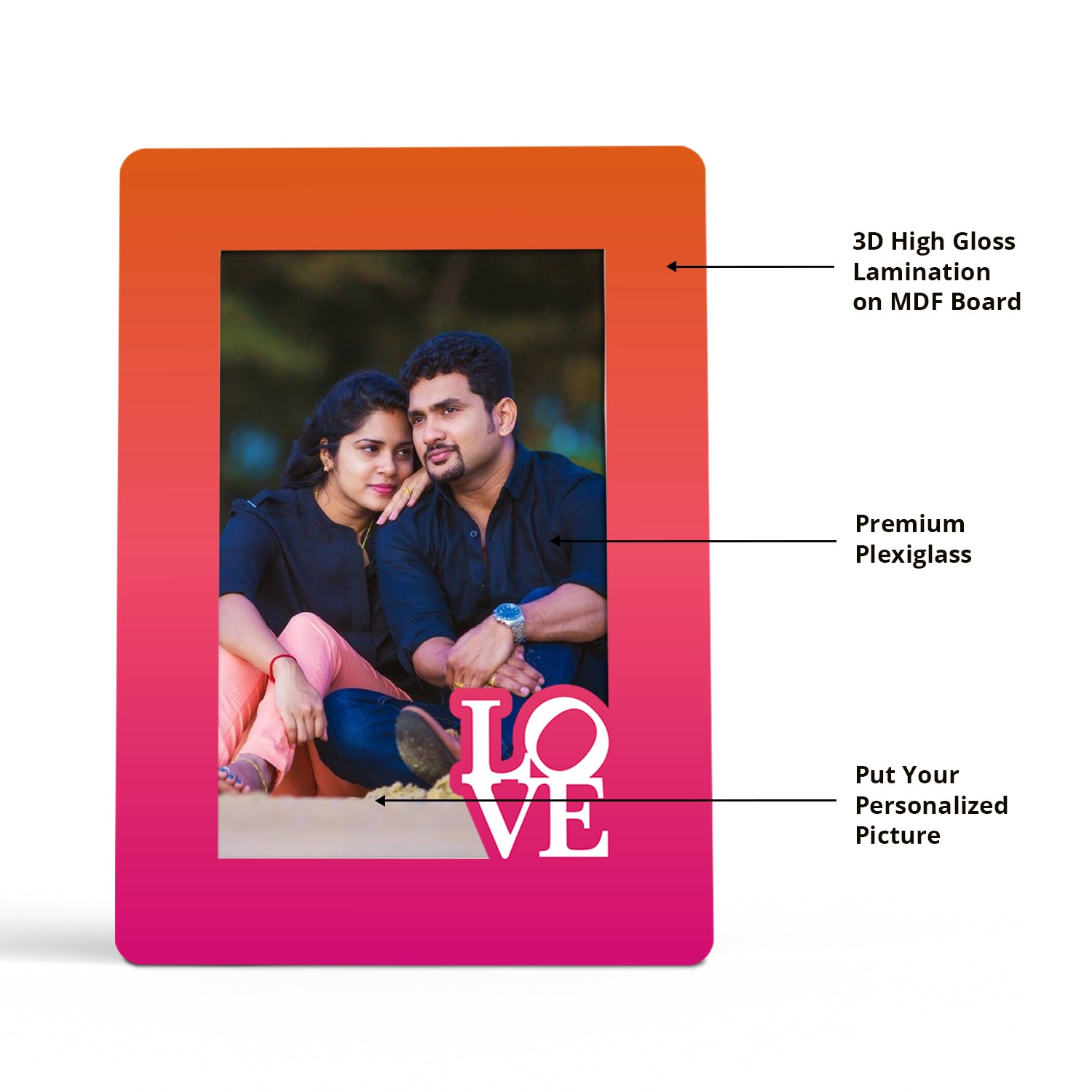 Wooden Desk Photo Frame - Ombre (Love)